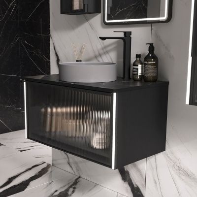 Тумба для ванны подвесная EQUIL Stoune 80.1Y дуб черный tpSTOUNE80.1Y-35 с раковиной 110AMDH