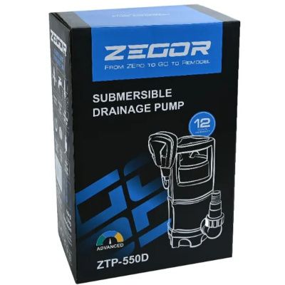 Насос погружной дренажный Zegor ZTP-550D, 550 Вт, 190 л/мин, 7м, 4,5 кг