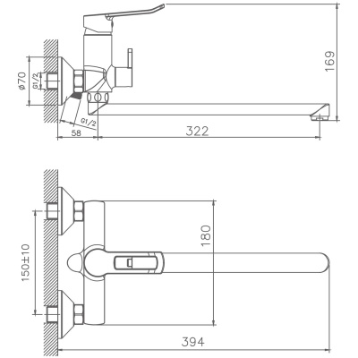 Смеситель для ванны Haiba HB22556 длинный излив, хром