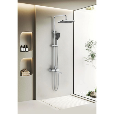 Душевая стойка SAVOL S-DG1145A со смесителем, лейкой и тропическим душем, хром (4)