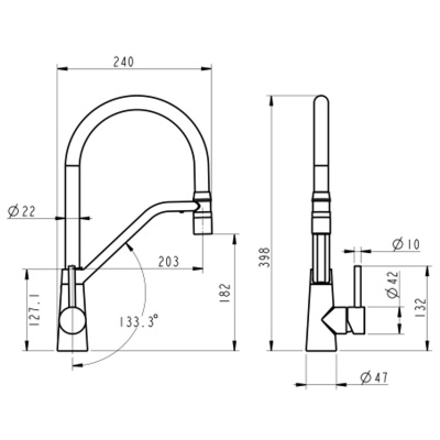 Смеситель для кухни Fmark FS0352C матовое золото, черный (6)