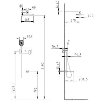 Встроенная душевая система Fmark FS8750-3A хром (6)