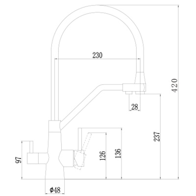 Смеситель для кухонной мойки Fmark FS0662-XL04 под фильтр питьевой воды, с гибким изливом, сатин