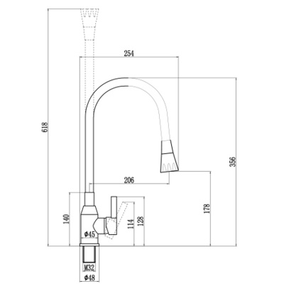 Смеситель для кухни Fmark FS8277H-01 с гибким изливом, черный (6)