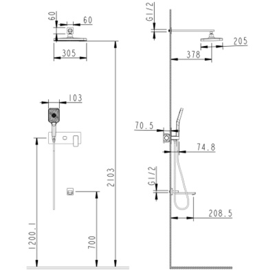 Встроенная душевая система Fmark FS8750-3Q графит (6)