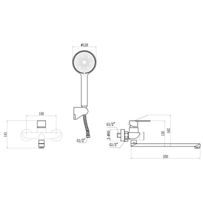Смеситель для ванны Fmark FS8824C матовое золото (6)
