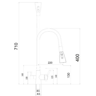 Смеситель для кухонной мойки Fmark FS1062-H12-3 под фильтр питьевой воды, черный, цвет излива бежевый