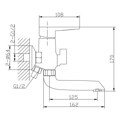 Смеситель для ванны TRIGOR DUB3-302 с коротким изливом