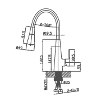 Смеситель для кухни TRIGOR KXC4-LW-FT-358, с гибким изливом, матовое золото