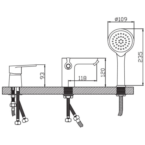 Смеситель для ванны Potato P1130-7 врезной белый