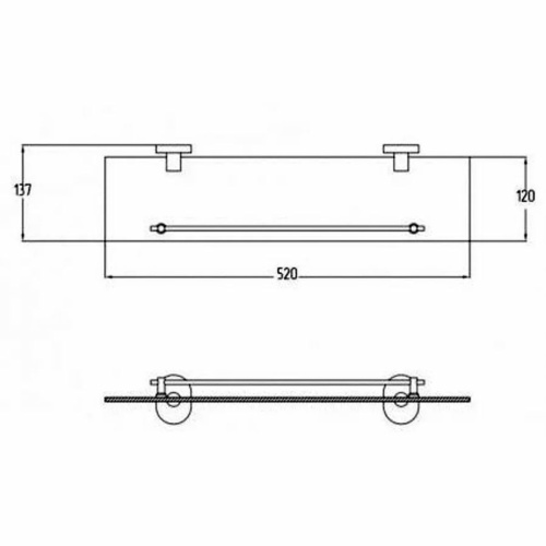 Полка для ванной Potato P2907 стекляная с ограничителем