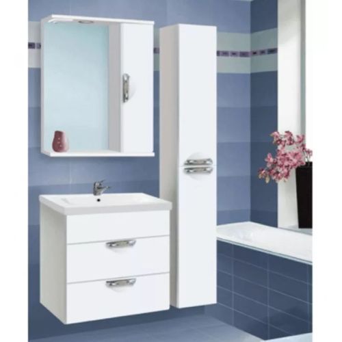 Тумба для ванной VAKO Ника 13565 Белая подвесная с раковиной COMO 80