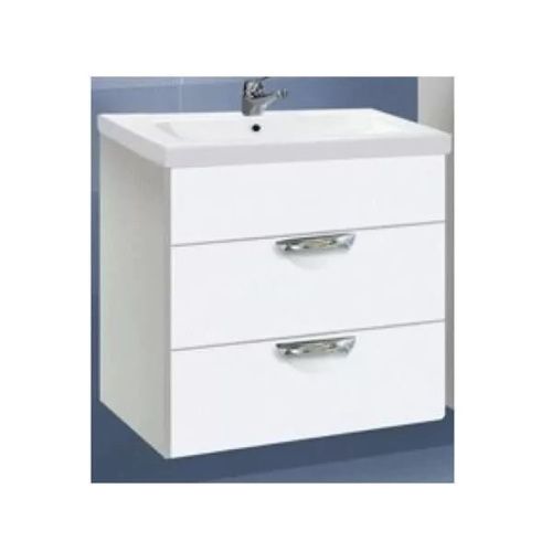 Тумба для ванной VAKO Ника 13565 Белая подвесная с раковиной COMO 80