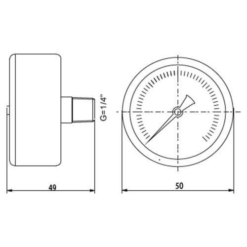 Манометр аксиалыный TIM Y-50T-16 1/4