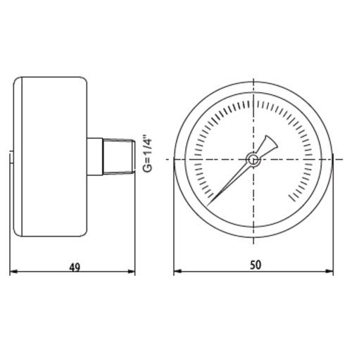 Манометр аксиальный TIM Y-50T-6 1/4