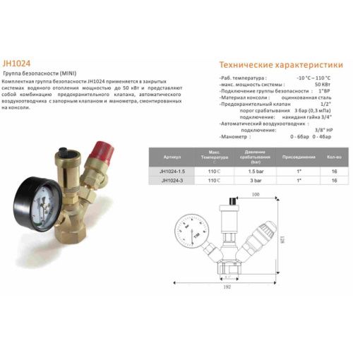 Группа безопасности для котла 1