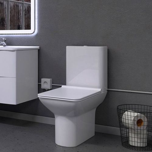 Унитаз-компакт напольный SOLE QUADRO с крышкой Soft-close безободковый
