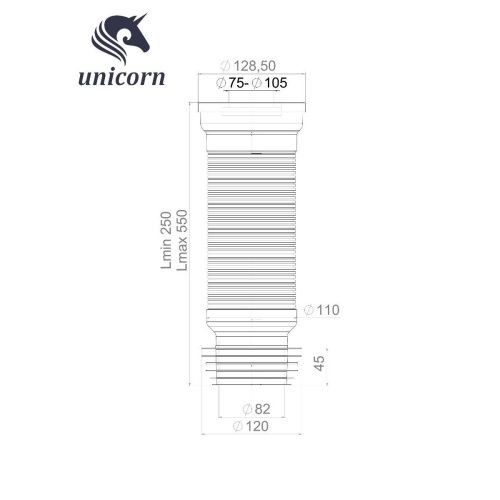 Удлинитель гибкий для унитаза Unicorn T550 армированный