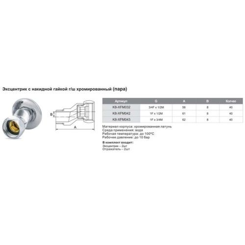 Эксцентрик с накидной гайкой TIM K8-XFM032 1/2