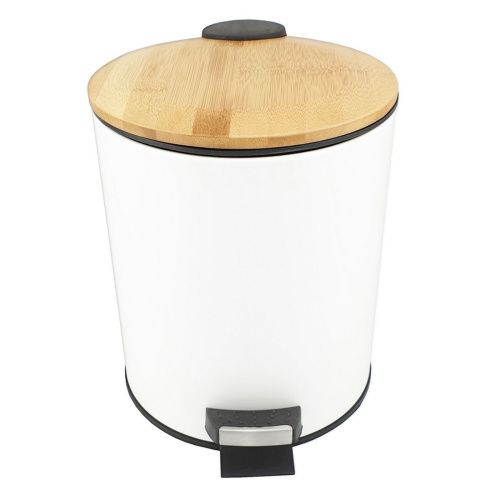 Ведро для мусора Санакс 1555 Белое из нержавеющей стали с педалью 5 л