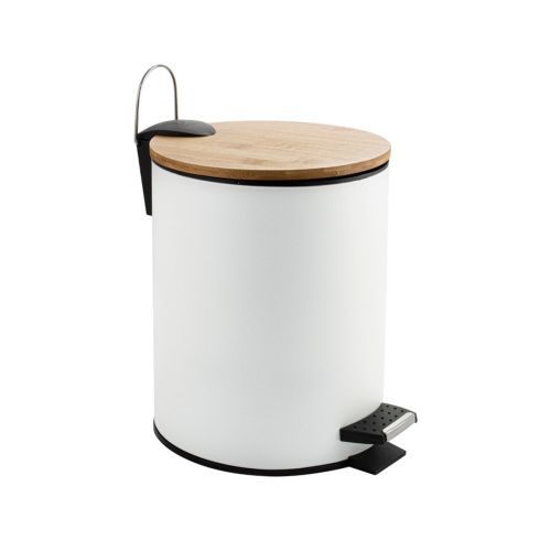 Ведро для мусора Санакс 1555 Белое из нержавеющей стали с педалью 5 л