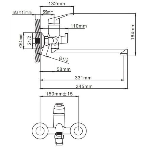 Смеситель для ванны Эверест B22-028