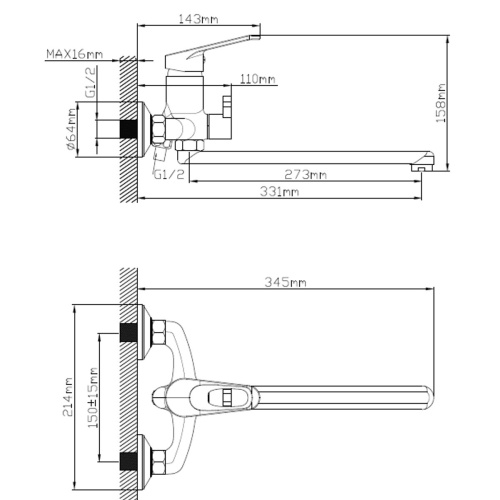 Смеситель для ванны Эверест B22-028
