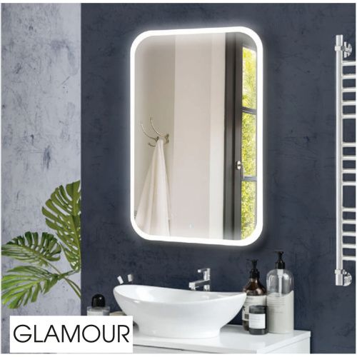 Зеркало для ванной Glamour ЗЛП606 800х900 LED подсветка сенсорный выключатель и часами