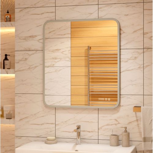 Зеркало для ванной Glamour ЗЛП606 800х900 LED подсветка сенсорный выключатель и часами