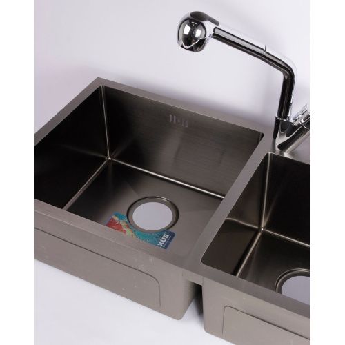 Мойка для кухни врезная MIXXUS MX7843/MX1512 черная из нержавеющей стали, 78х43 см 2 чаши с сифоном