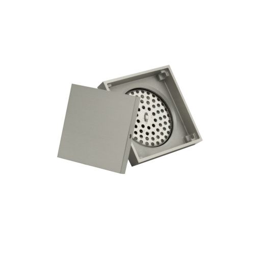 Трап MAGNUS латунный 100х100 выход 50 мм, матовый хром, вертикальный-крышка литая, с уникальной системой слива воды 00070