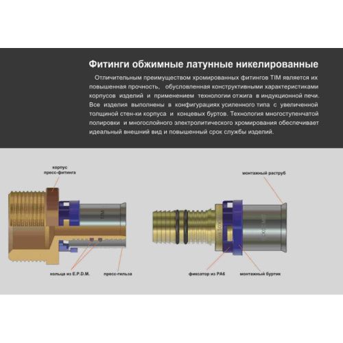 Фитинг Multi-Fit с накидной гайкой 1/2*16(2.0) MF01-1602 (шк)