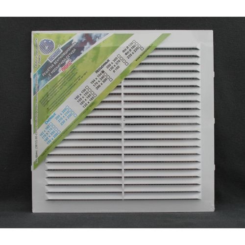 Космовент Решетка вентиляционная 200х200 в рамке с москитной сеткой регулируемая рычажком пластиковая белая арт.ЛРР200 (30)