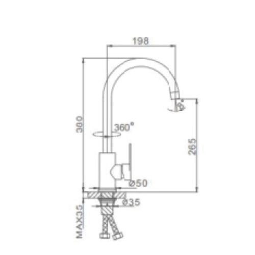 Смеситель для кухни Dikalan B4065 с гибким изливом белый