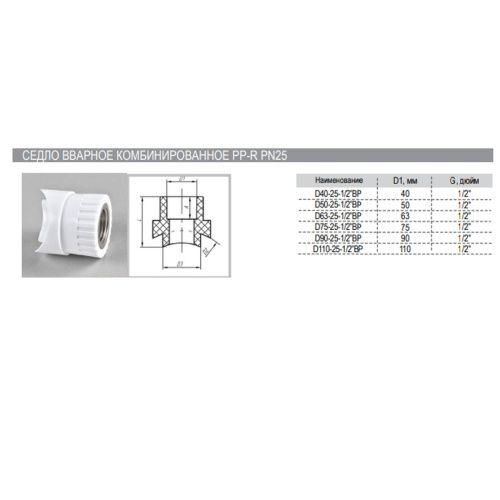 Седло вварное PPR ф50-25 мм РВК 070003