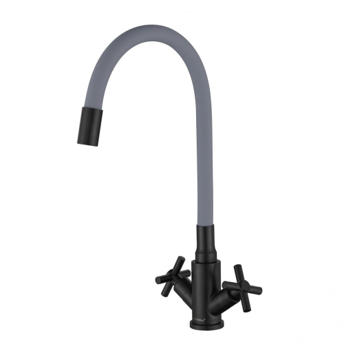 Смеситель для кухни Fmark FS8442-04H с гибким изливом серый