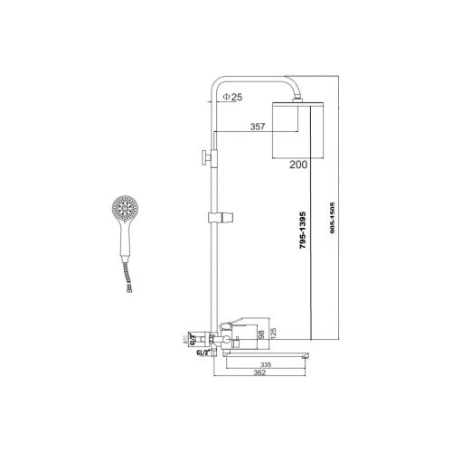 Душевая стойка Fmark со смесителем, лейкой и тропическим душем FS8345-35