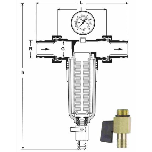 Фильтр самоочищающийся TIM JH-3002 с манометром