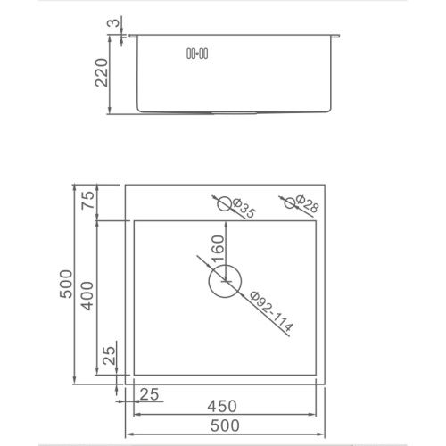 Мойка для кухни врезная GERHANS RK35050B графи из нержавеющей стали, 50х50 см с сифоном