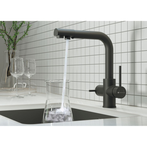 Смеситель для кухни Gross Aqua Ecolife 3120609MB с подключением к фильтру воды черный