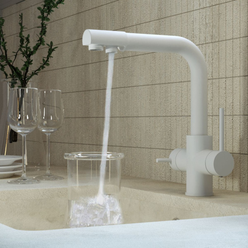 Смеситель для кухни Gross Aqua Ecolife 3120609MW с подключением к фильтру воды белый