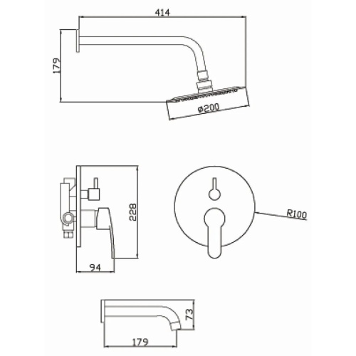 Смеситель Встроенный Potato для ванны P3310-2 (4)