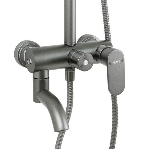 Душевая система BRIMIX 80705 со смесителем с тропическим душем из алюминия Графит