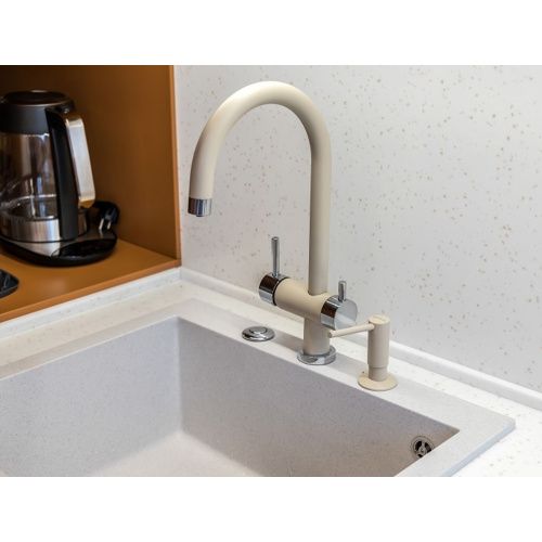 Дозатор для кухонной мойки врезной Diadonna D6619004BG бежевый из пластика/металла, 300 мл механический