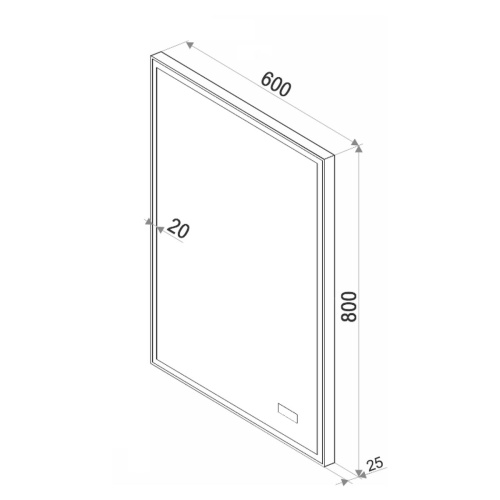 Зеркало Frame Led 600х800 ЗЛП948 с сенсором BLACK