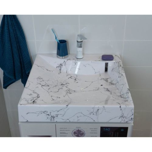 Раковина для ванной MARKO Твист 60 БЕЛЫЙ МРАМОР с кронштейном 600х600х105 мм 52315001