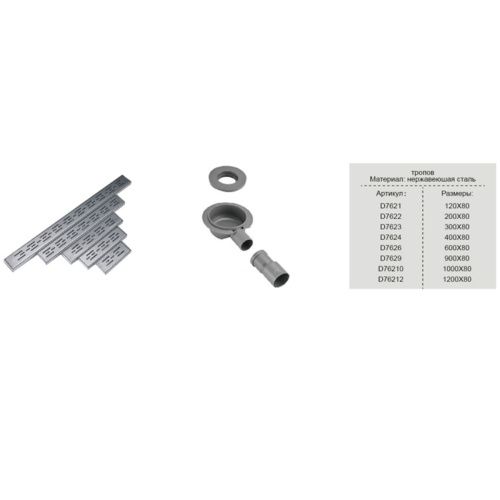 Желоб Dikalan водоотводящий с первфориванной решеткой из нерж. стали 90 см D7629