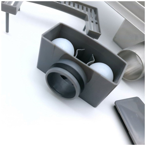 Желоб TIM гориз.выпуск с решеткой под кладку плитки защита от запаха:(сухой +гидрозатвор) 70*1000мм BAD4510002