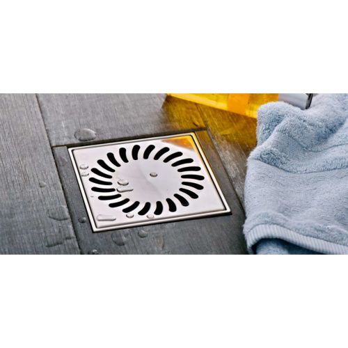 Трап MCH для пола D50 решетка нерж. 122х122 c воротником 420 L