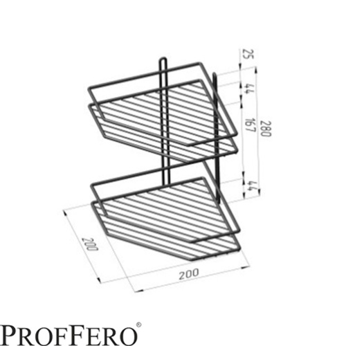 Полка угловая 2  яруса трапеция  Классик Черный 200х200х280 П0002013 (10)